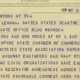 Telegram: 1955 October 24