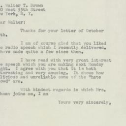 Letter: 1954 October 26