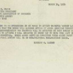 Telegram: 1950 March 30