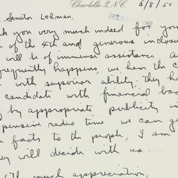 Telegram: 1950 May 8