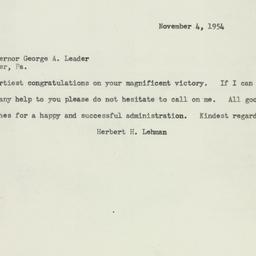 Telegram: 1954 November 4