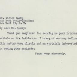 Letter: 1950 May 23