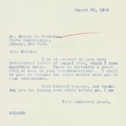 Letter: 1934 August 30