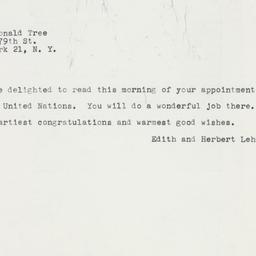Telegram: 1961 February 18