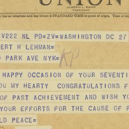 Telegram: 1948 March 27