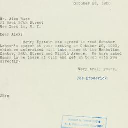 Letter: 1950 October 23