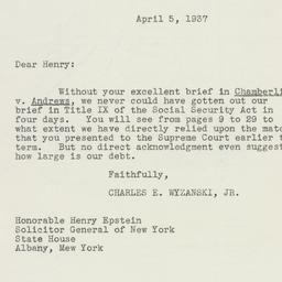 Letter: 1937 April 5