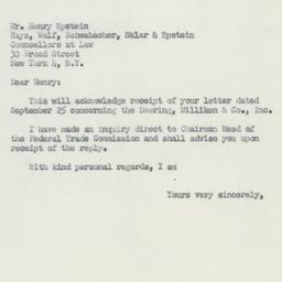 Letter: 1951 September 28