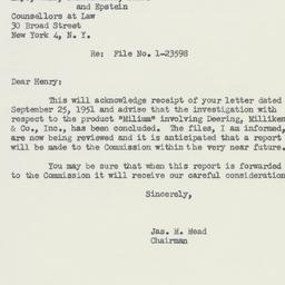 Letter: 1951 October 2