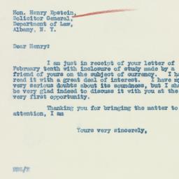 Letter: 1933 February 14