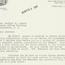 Letter: 1956 February 1