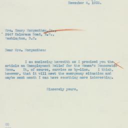 Letter: 1933 November 4