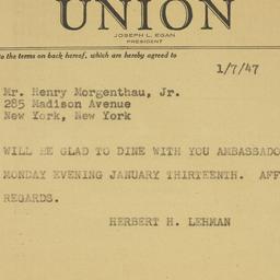 Telegram: 1947 January 7