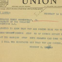 Telegram: 1934 February 14