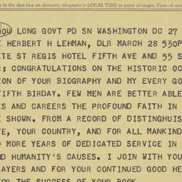Telegram: 1963 March 27