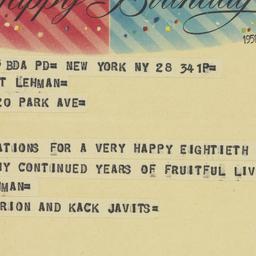 Telegram: 1958 March 28