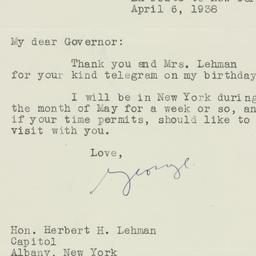 Letter: 1938 April 6