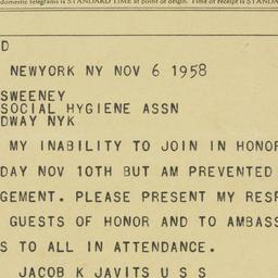 Telegram: 1958 November 6