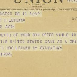 Telegram: 1944 April 11