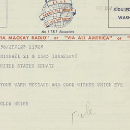 Telegram: 1957 November 6