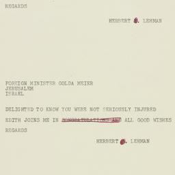 Telegram: 1957 October 31