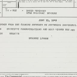 Telegram: 1949 June 15
