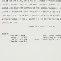 Telegram: 1947 January 3