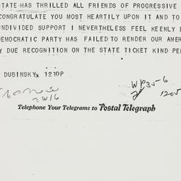 Telegram: 1938 October 1