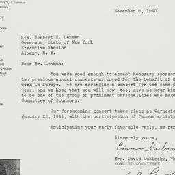 Letter: 1940 November 8