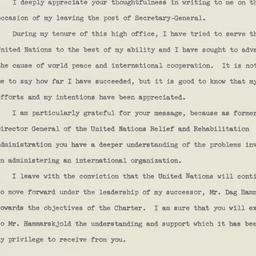 Telegram: 1953 April 29