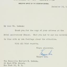 Telegram: 1947 December 16