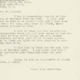 Letter: 1932 November 25