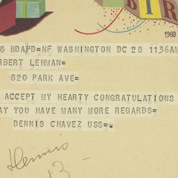 Telegram: 1960 March 28