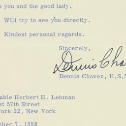 Letter: 1958 November 7
