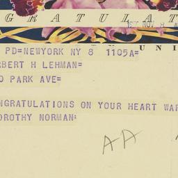 Telegram: 1950 November 8