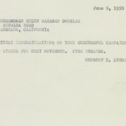 Telegram: 1950 June 9