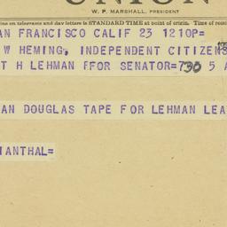 Telegram: 1950 October 23