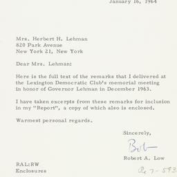 Letter: 1964 January 16