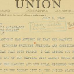 Telegram: 1942 July 9