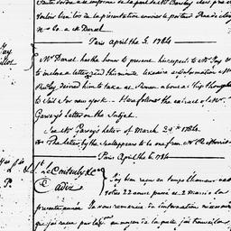 [Document, 1784 April 05]