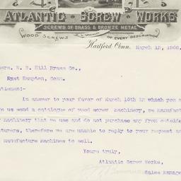 Atlantic Screw Works. Letter