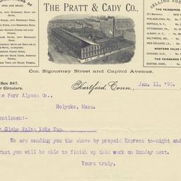 Pratt & Cady Co.. Letter