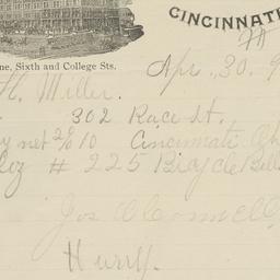 Palace Hotel. Letter