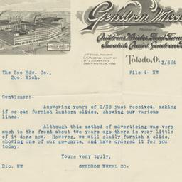 Gendron Wheel Co.. Letter