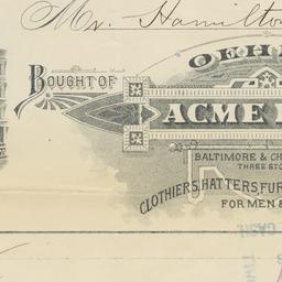 Oehm's Acme Hall. Bill