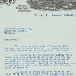 Detroit Stove Works. Letter