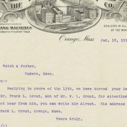 New Home Machine Co.. Letter