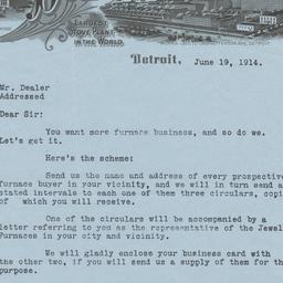 Detroit Stove Works. Letter