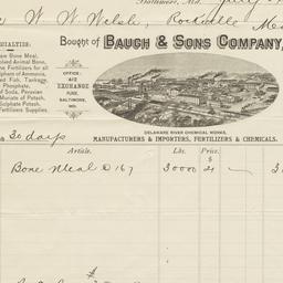 Bauch & Sons Company. Bill