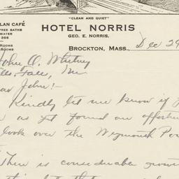 Hotel Norris. Letter